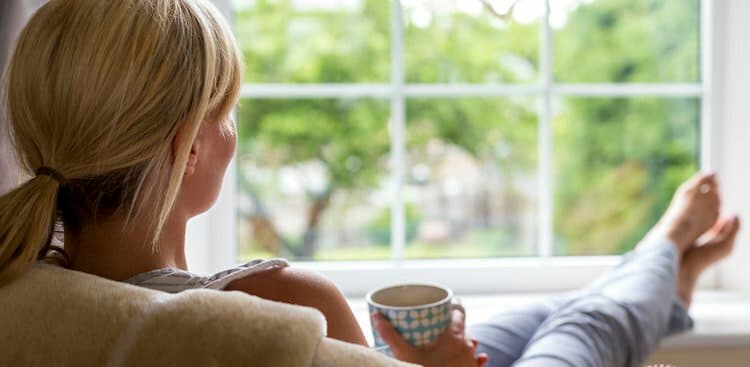 person relaxed at home