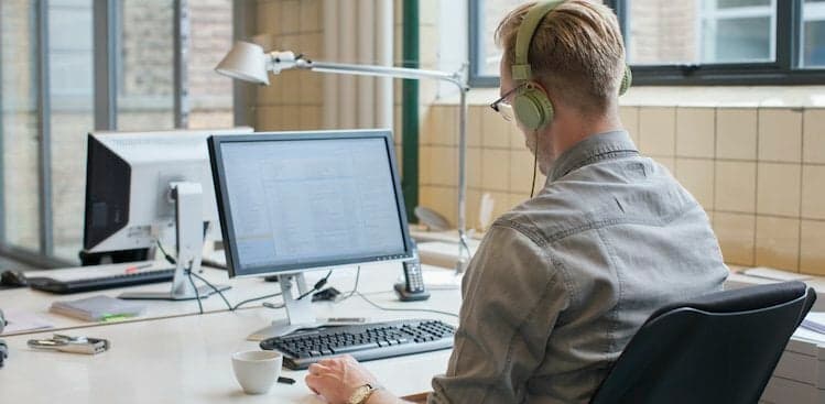 person listening to music